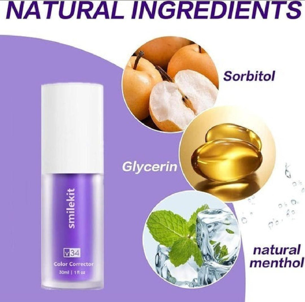 Teeth whitening V34 colour correct serum purple toothpaste,1 pcs