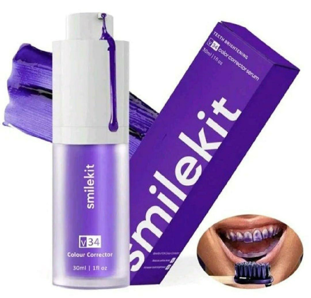 Teeth whitening V34 colour correct serum purple toothpaste,1 pcs